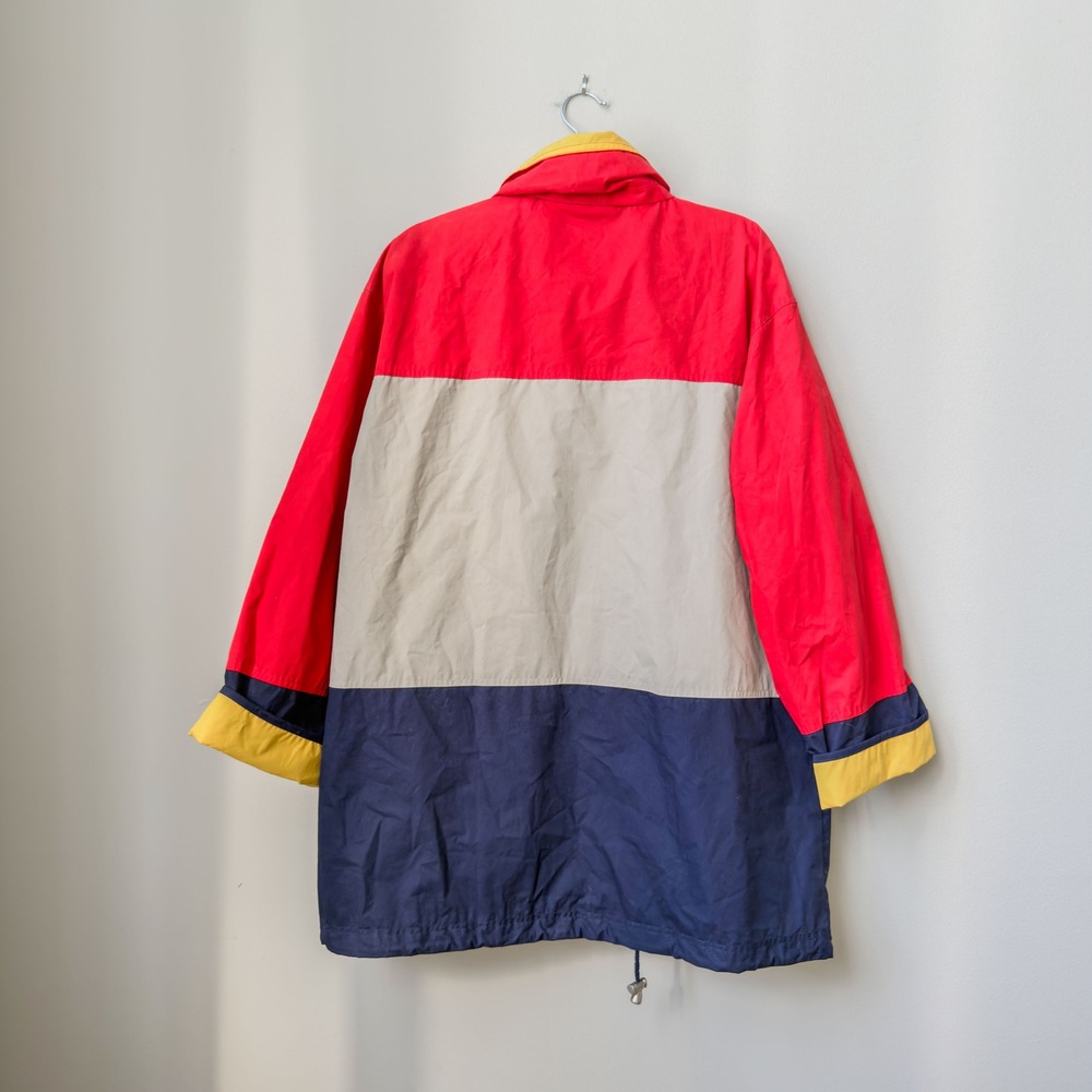 Vintage 90s Avon Style Colorblock Windbreaker Jacket Red Navy Tan Mens Large - Picture 5 of 7